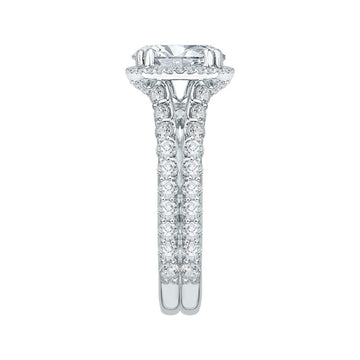 Split Shank Diamond Split Shank Halo Engagement Ring in 18K White Gold (Semi-Mount)
